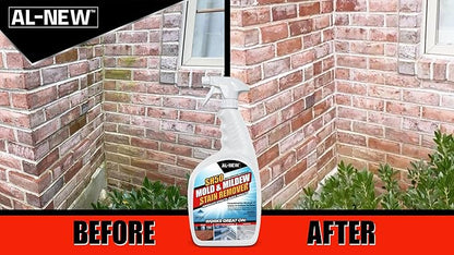 AL-NEW SH50 Mold and Mildew Stain Remover | Scrub Free Formula | Works Great on Decks, Vinyl Siding & Gutters, Tub and Tile (30oz Bottle)