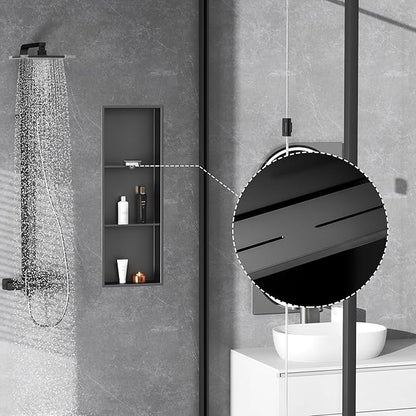 Neodrain 12X36 Inch Shower Niche, Gun Metal 3-Tier Stainless Wall Niche NO Tile Needed Recessed for Bathroom Storage Insert Shower Wall Cabinet Waterproof