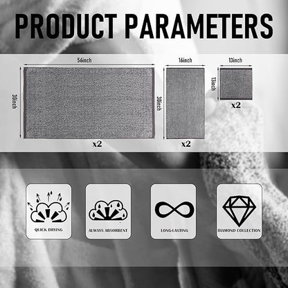 Everplush Diamond Jacquard 6 Pieces Bath Towel Set, Luxury Super Soft Oversized everplush Towels, Highly Absorbent everplush Diamond Jacquard Quick Dry Bath Towel for Bathroom Rose