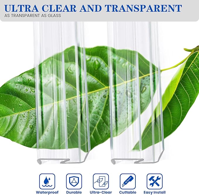 Bathroom Framless Shower Glass Door Bottom Seal Strip, 2PCS 36 Inch Long PVC Clear Seal Strips for 5/16"(8MM) Glass Door, to Stop Water Leakage