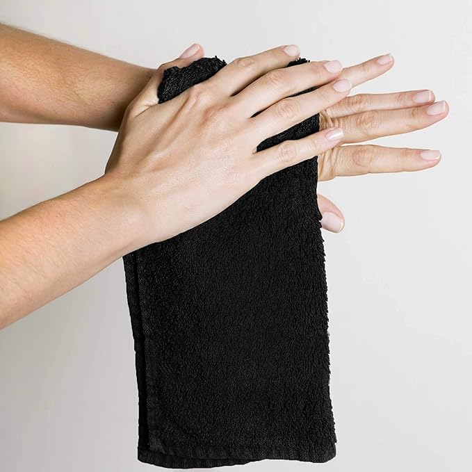 Utopia Towels 60 Pack Cotton Washcloths Set, 100% Ring Spun Cotton, Premium Flannel Face Cloths, Highly Absorbent and Soft Feel Fingertip Towels, Black