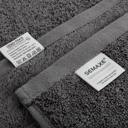 SEMAXE Bathroom Towel Set, 8-Piece Gray Cotton Towels with Loops – 2 Bath, 2 Hand, 4 Washcloths, Soft, Absorbent & Durable