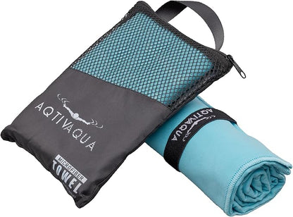 AqtivAqua Quick Dry Towel - Lightweight Microfiber Travel Towel w/Bag - Fast Drying Towel Set for Camping, Beach, Pool, Gym, Backpacking, Sports, Yoga & Swim Use, Hiking (Blue, M:24"x40")