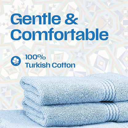 East'N Blue Lara Premium Bath Towel Set 6 Piece - Soft & Highly Absorbent Bathroom Towel Set, 100% Luxury Turkish Cotton, Flannel Bath Towels, 1 Bath Towel, 1 Hand Towel, 4 Washcloths - Ice Blue
