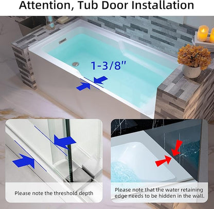WOODBRIDGE 54" Acrylic Rectangular Alcove Soaking Bathtub in White with Left Drain, Chrome pop-UP Drain Included BA5430L