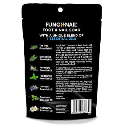 Fungi-Nail Foot & Nail Soak with Tea Tree Oil - Moisturize, Reduce Foot Odor, & Soothe Aching Feet - A Therapeutic Blend of Rich Mineral Epsom Salt, Pure Sea Salt, and 7 Essential Oils - 1 Pound