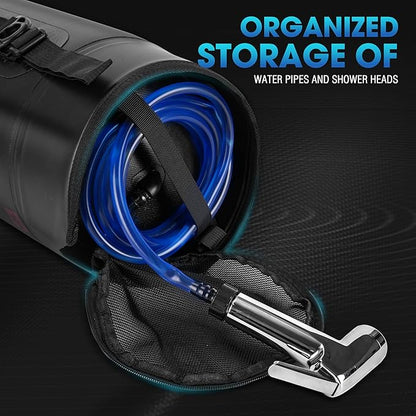 Teamaze Camping Shower,12L Portable Camp Shower Bag with Upgraded Screw Lid, Auto Pressure Pump, Solar Shower, Camping Shower Head for Beach Camping, Hiking, Traveling, Washing