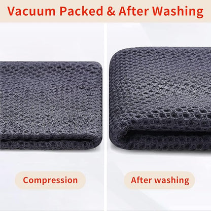 Homaxy 100% Cotton Oversized Waffle Weave Kitchen Dish Towels, Ultra Soft Absorbent Quick Drying Cleaning Towel, 20 x 28 Inches, 8-Pack, Dark Grey
