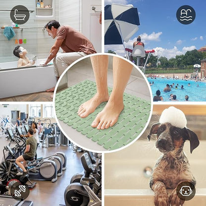 Bathtub Mat Non Slip - for Inside Bath Tub & Shower, Thick & Soft Textured Surface, Fast Drain, No Pooling Water for Better Hygiene, Bathroom Accessories, 27x16 Inch, Sage Green, Matace