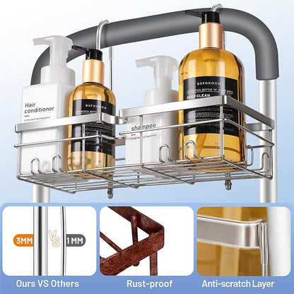 YUOROS Shower Caddy Hanging, 304 Stainless Steel Shower Organizer Rack for Shower Chair Bench for Elderly Seniors Disabled Handicap