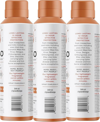 Citrus + Sandalwood Insect Repellent, 12-Hour Mosquito & Tick Protection, Picaridin-Based, Water-Based, Lightweight, Quick-Drying, Vanishing Scent, DEET Alternative, Face & Body Use,3 Pack