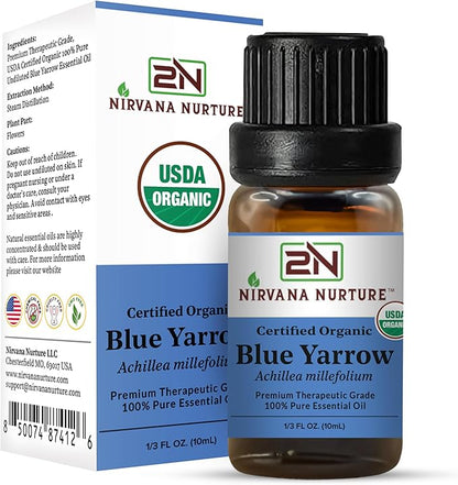 Blue Yarrow Essential Oil USDA Certified Organic, 100% Pure Natural Premium Grade, Undiluted