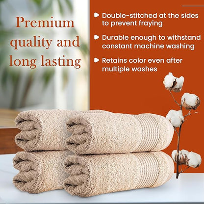 HALLEY Turkish Cotton Towels (Pack of 4) Hand Towels Super Soft Highly Absorbent 100% Cotton Towels for Bathroom and Kitchen for Mother’s Day (Tan)