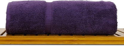 Luxury Hotel & Spa Collection Highly Absorbent, Quick Dry 100% Turkish Cotton 700 GSM, Eco Friendly Towel, for Bathroom Dobby Border Soft Bath Towel Set 27 X 54 -Plum, Bath Towels - Set of 4