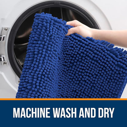OLANLY Bathroom Rugs 70x46, Extra Soft Absorbent Chenille Bath Rugs, Rubber Backing Quick Dry, Machine Washable Bath Mats for Bathroom Floor, Tub and Shower, Home Decor Accessories, Royal Blue