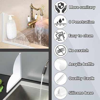 Shower Splash Guard for Bath with Clear Panel Design to Keep Water in Shower and Support Tub Splash Guard Function for A Dry Bathroom Floor