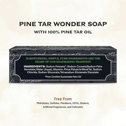 The Grandpa Soap Company Pine Tar Bar Soap for Men- Made With Pine Tar Oil, 3 in 1 Cleanser Deodorizer and Moisturizer, Dermatologist Tested, Safe for Sensitive Skin, 4.25 Oz, 8 Pack