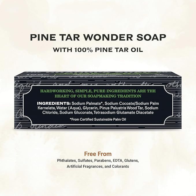 The Grandpa Soap Company Pine Tar Bar Soap for Men- Made With Pine Tar Oil, 3 in 1 Cleanser Deodorizer and Moisturizer, Dermatologist Tested, Safe for Sensitive Skin, 3.25 Oz, 3 Pack