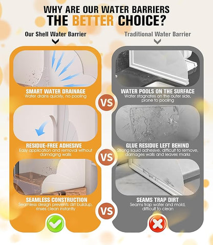 Silicone Splash Guard for Bathtub, 2 Pack Shower Water Guards Large Bathtub Splash Guard Self-Adhesive Waterproof Shower Splash Guards to Keep Water Inside Shower (White)