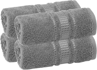 Melissa Linen, Fingertip Towels 4 Pack, 100% Turkish Cotton, Small Hand Towels for Body and Face, 12 x 18 in, Soft and Absorbent, Quick Dry, (Dark Grey Fingertip Hand Towels)