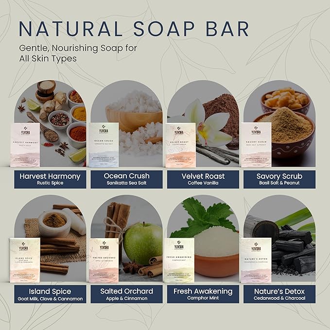 8 Pcs Men Natural Handmade Body Soaps 5 OZ Pack Set Rugged Essence Long lasting Fragrance Luxurious Scents with Natural Ingredients – Sulfate & Paraben Free, Vegan Soaps