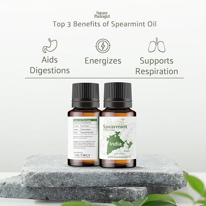 Spearmint Essential Oil - Direct from Essential Oils India - Steam Distilled - Aceite Esencial de Menta Verde for Aromatherapy, Massage, Diffuser, DIY Candle and Soap Making - 15ml