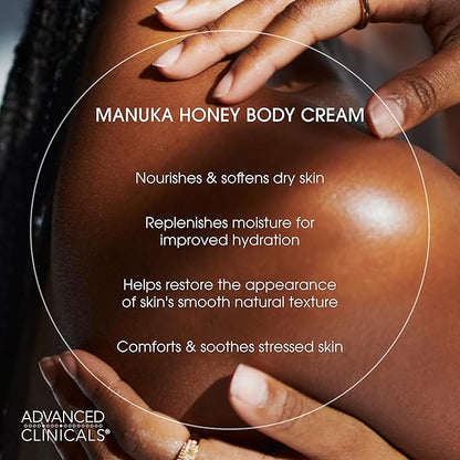 Advanced Clinicals Unscented Retinol Body Lotion & Face Moisturizer + Manuka Honey Body Cream For Women & Men | 2PC Skincare Set Helps Reduce Appearance Of Crepey Skin + Extremely Dry Skin, 2pc Set