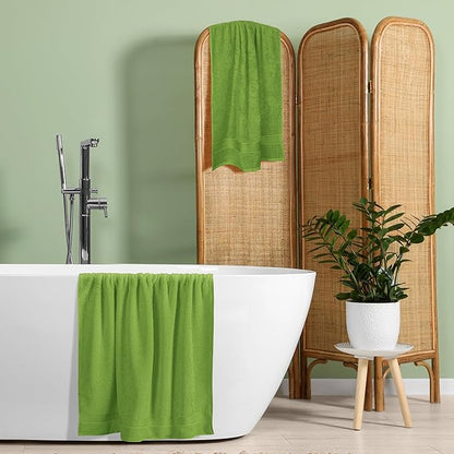 BELZZI Home Ultra Soft 4 Pack Oversized Bath Towel Set 27x54, Cotton Compact Bath Towels, Highly Absorbant Eco-Friendly Quickdry & Lightweight Towel, Ideal for Gym Travel Camp Pool - Kiwi Green