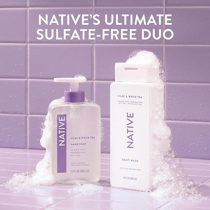 Native Body Wash Contains Naturally Derived Ingredients | For Women & Men, Sulfate, Paraben, & Dye Free Leaving Skin Soft and Hydrating | Lilac & White Tea 18 oz