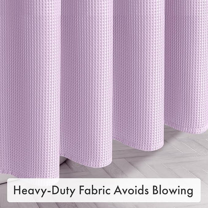 AmazerBath Light Purple Shower Curtain Waffle Textured, Lavender Shower Curtain Fabric Thick Heavy Duty 240GSM, Hotel Quality Bathroom Shower Curtains, Premium Polyester, 72 x 72 Inches