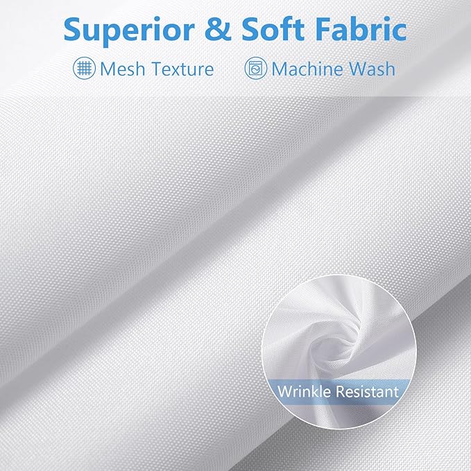 120GSM Ultimate Waterproof Fabric Shower Curtain Liner - TPU Lamination Technology with 3 Magnets,Machine Washable,71x72 Inch Soft Cloth Shower Curtain or Shower Liner,for Bathroom(White)