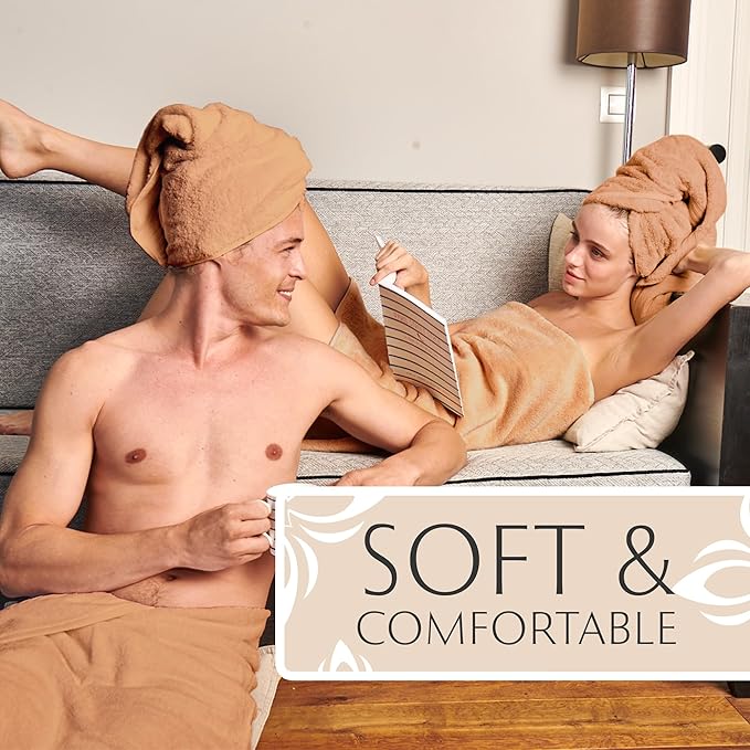 Maura Exquisite 4-Piece Turkish Bath Towel Set: Ultra-Soft, Thick, and Plush Towels for a Premium Hotel Experience in Timeless Classic Brown Elegance, Extra Large 30"x56"