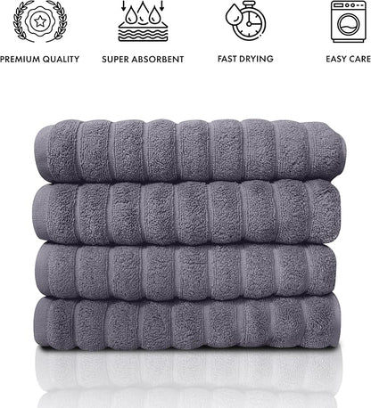Classic Turkish Towels CTT Luxury Hand Towels for Bathroom Set of 4, 100% Turkish Cotton, Quick Dry & Comfy Towels for Hotel & Spa, Highly Absorbent | 20"x32" (Grey)