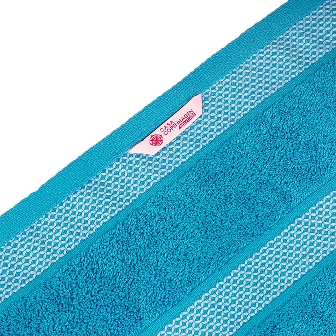 CASA COPENHAGEN Solitaire Mix 6 Pieces Towel Set- Grey Violet + Teal, 600 GSM 2Bath Towel 2Hand Towel 2Washcloth, Designed in Denmark Made of Soft Egyptian Cotton for Bathroom, Kitchen & Shower