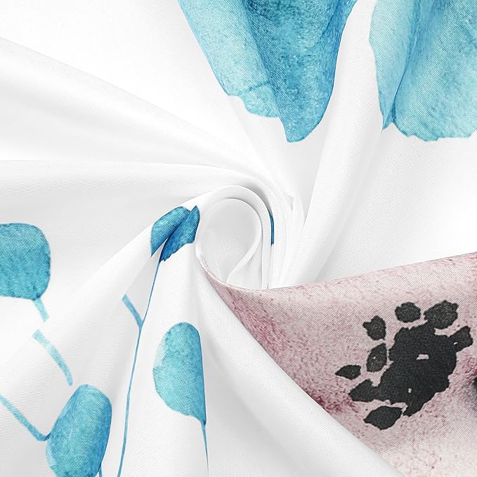 Gibelle Watercolor Floral Shower Curtain, Light Blue Beige Flower Shower Curtain for Bathroom, Modern Minimalist Waterproof Fabric Shower Curtain Set 72x72 Inch