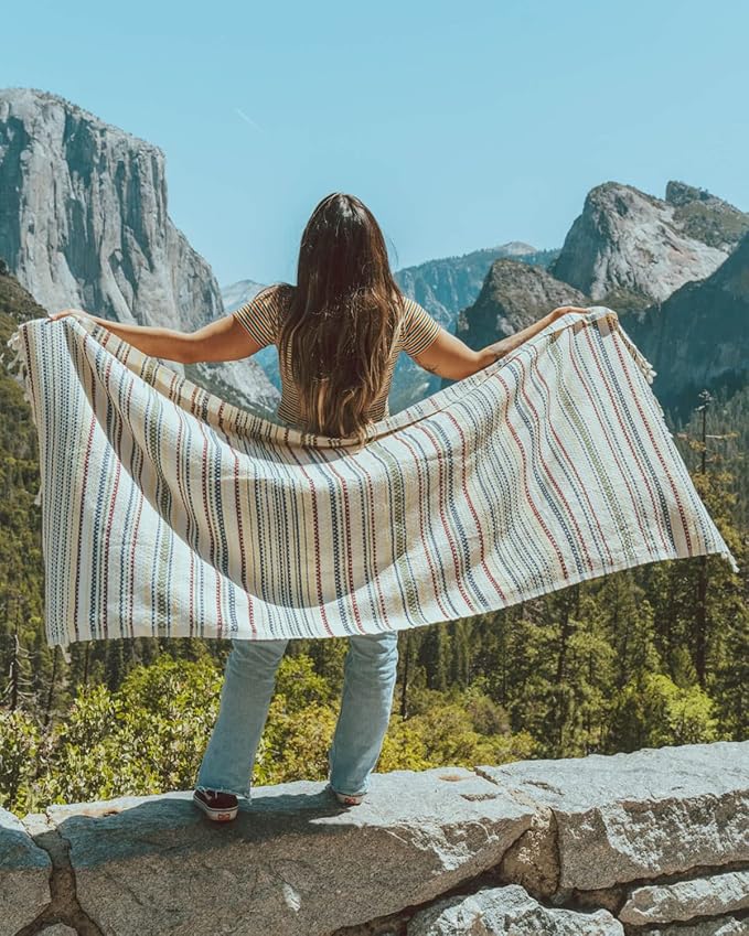 Teema Large Turkish Beach Towel - 100% Turkish Cotton - Sand Free - Fast Drying - Versatile and Multi-Use - The Shoreline (Colorful)