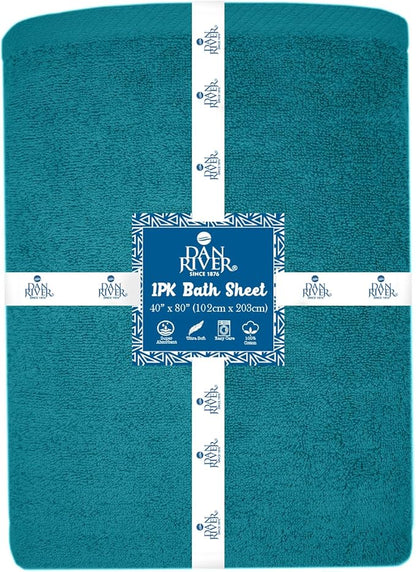 DAN RIVER Pack of 1 Bath Sheet 40x80 Inches, Premium Oversized Towels for Adults, Super Soft and Quick Dry - Teal