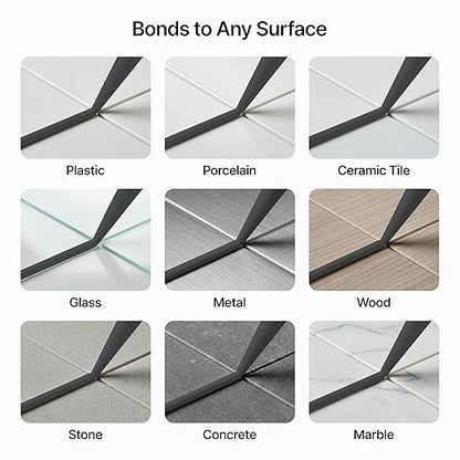 Anthracite Gray Kitchen & Bathroom Sealant & Adhesive Hybrid Polymer | Superior to Silicone Caulk Sealant | Waterproof, Odorless, Paintable | Ideal for Around Bathtub, Shower, Kitchen - 300ml 3 Pack