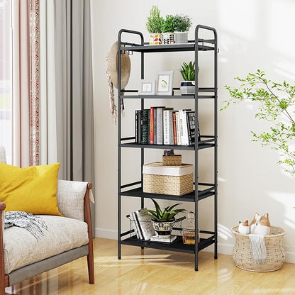 HDANI Storage Shelves, 5-Tier Metal Storage Rack with Shelf,Shelf Organizer,Garage Standing Shelving Unit for Laundry,Bathroom,Kitchen,Pantry, Closet,23.6''W X 13.8''D X 63''H,Black