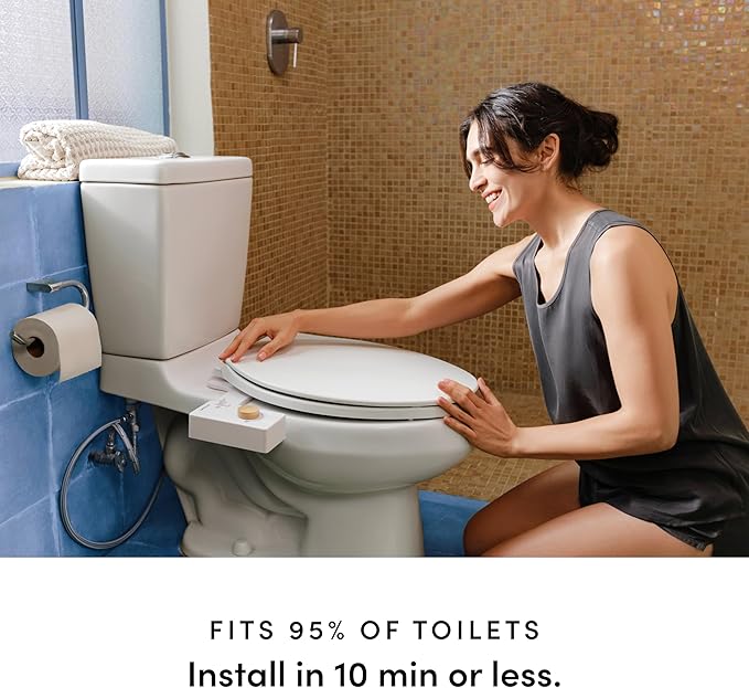 TUSHY Classic 3.0 Bidet | Slim Universal Toilet Seat Attachment. Simple Install <10 Minutes. Non-Electric Self Cleaning Water Sprayer with Adjustable Pressure Nozzle and Angle Control (Biscuit/Bamboo)