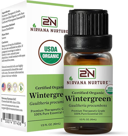 Wintergreen Essential Oil USDA Certified Organic, 100% Pure Natural Premium Grade, Undiluted