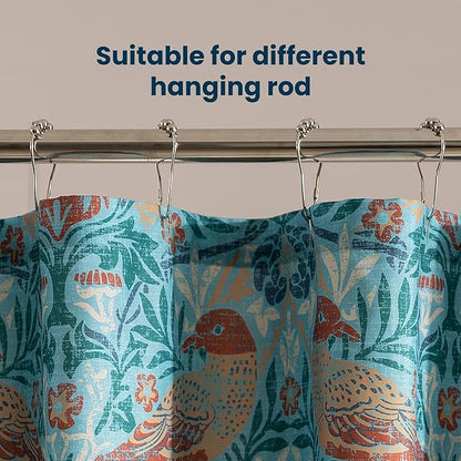 SLEEP ZONE Blue Garden Shower Curtain Waterproof Curtains for Bathroom Decor Bathtub Farmhouse Shower Curtain 72" × 72"