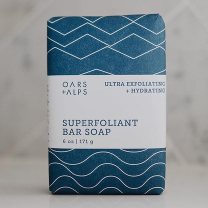 Oars + Alps Eucalyptus Superfoliant Exfoliating Bar Soap for Men, Deep Cleaning & Exfoliating Soap with Jojoba Beads, Made with Clean Ingredients, All Skin Types, Cruelty Free, 1pk, 6oz