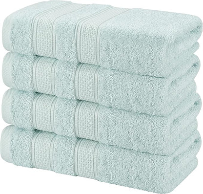 American Soft Linen Salem 100% Cotton Turkish 4 Piece Hand Towels for Bathroom, 600 GSM Soft Absorbent Quickdry Hand Face Towel Set, Mint