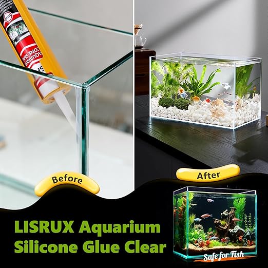 4 Pack Aquarium Silicone Clear Sealant, High Elasticity, Safe for Fish,Fast Curing Waterproof Aquarium Safe Silicone,10 Fl Oz Non-Toxic Fish Tank Safe Sealant,Strong Adhesion