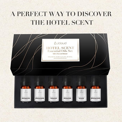JCLOUD Hotel Diffuser Oils Set | Top 6 Luxury Hotel Inspired Essential Oils for Diffuser for Home, Pure Aromatherapy Diffuser Oil Gift Set, Home Luxury & Hotel Scents for Diffuser - 6x10mL