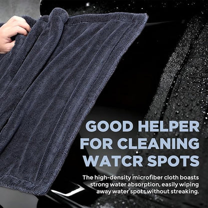 2-Pack 1200GSM Microfiber Car Drying Towels, Extra Large Twisted-Loop Absorbent Drying Towel for Cars and Trucks, Without Streaks, Scratches, or Water Spots (35"x 24")