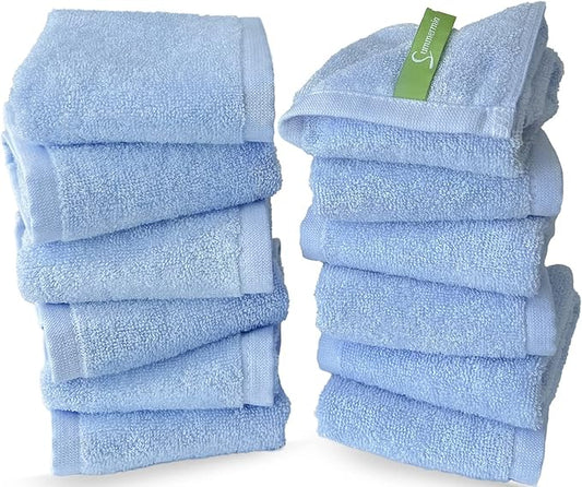 Washcloths 12 Pack 13"x13"- Extra Absorbent, Soft Multipurpose Wash Clothes and Face Towel (Blue)