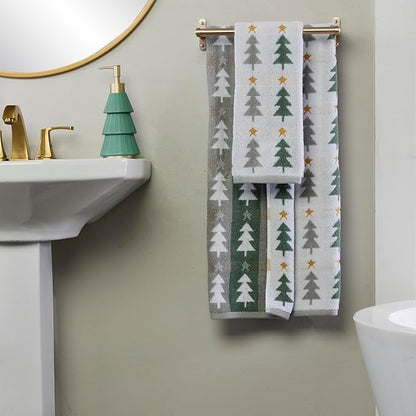 SKL Home Christmas/Winter Multi Trees 100% Cotton Premium Bath Towel, 500 GSM, Soft & Absorbent, Reversible Jacquard, Decorative, Multi