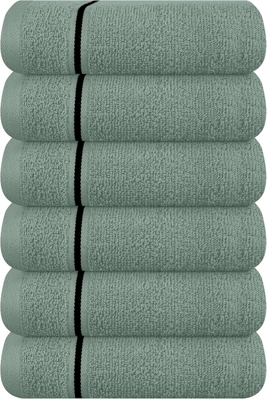 MyOwn Ultra Soft Cotton 6 -Piece Hand Towel Set 16x24 Inch, Ideal for use in Bathroom, Kitchen, Gym, Spa & General Cleaning, Compact & Lightweight Multi Purpose Hand Towels - Jade